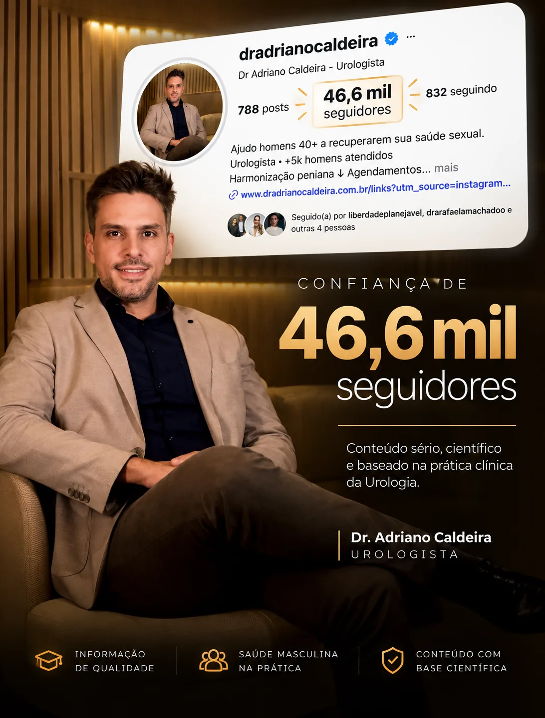 Dr. Adriano Caldeira, urologista com 46,6 mil seguidores no Instagram